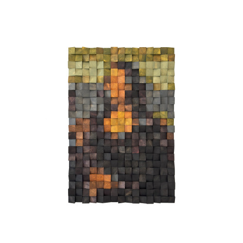 Mona Lisa Pixel Art – 3D Wooden Wall Panel – Handmade Mosaic Decor